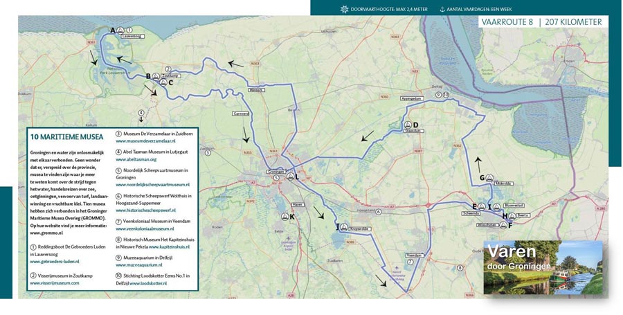 Vaarkaart route Winschoten - Havenbeheer Oldambt